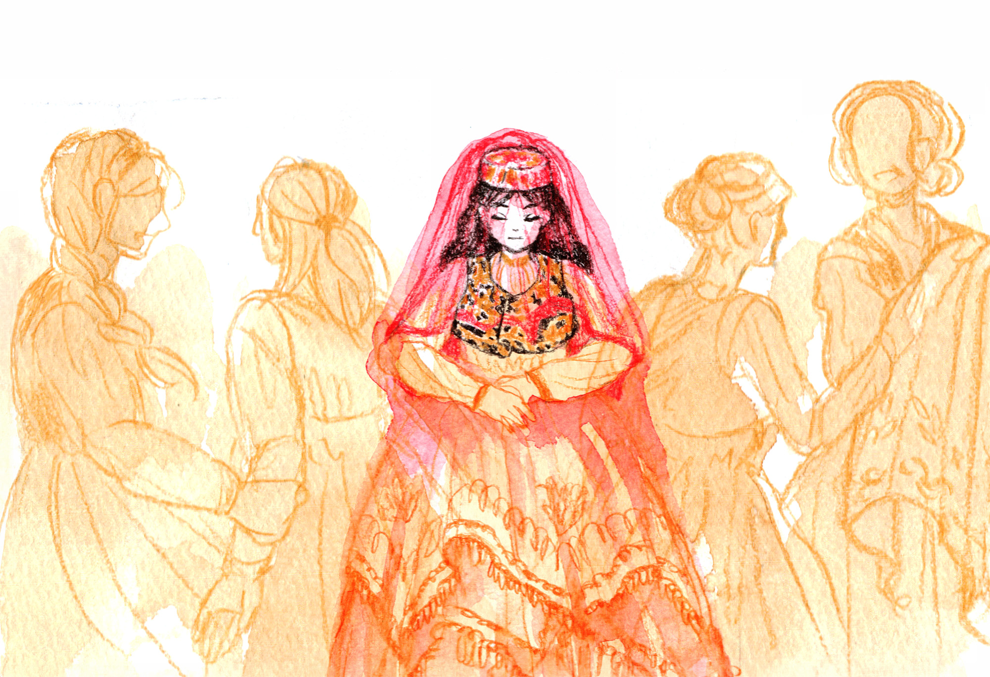 克魯耶傳統婚禮場景手繪