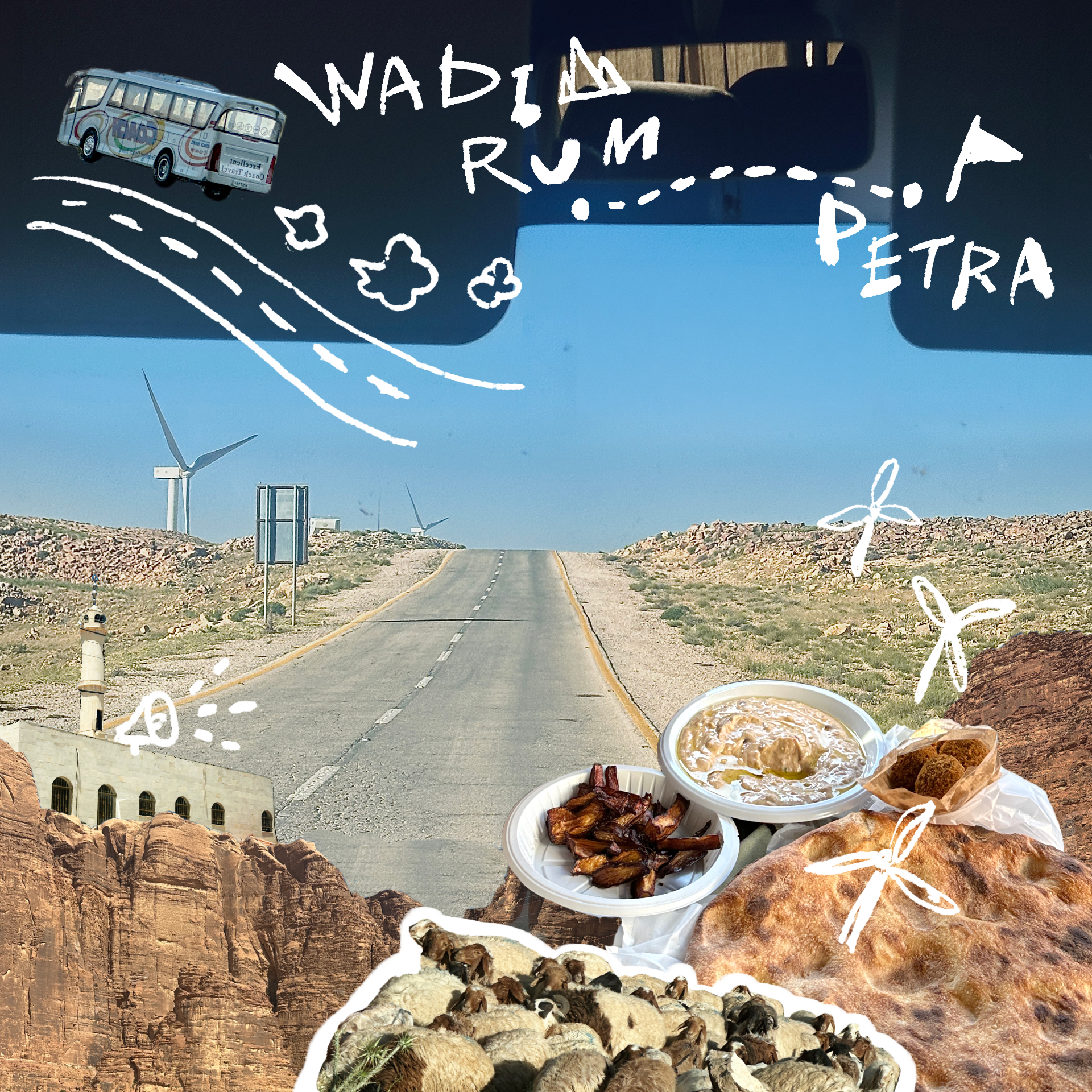 約旦 Petra 到 Wadi Rum 最浪漫的沙漠公路旅行，移動式的早餐桌和里民活動中心