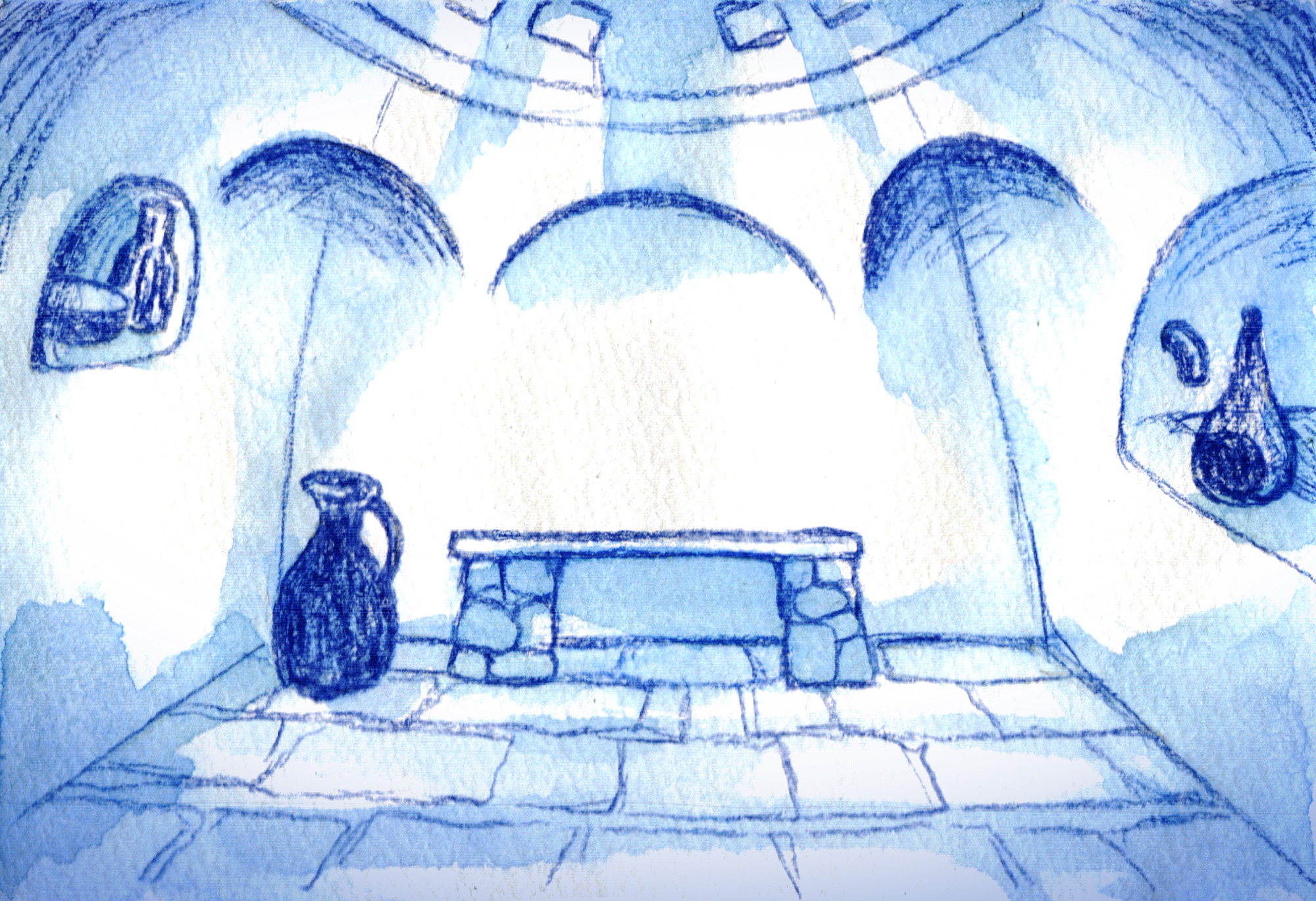 克魯耶民俗博物館 浴室展開圖手繪